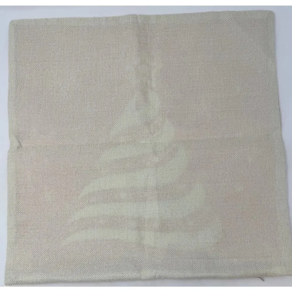 Christmas Styiized White Tree on Red Background Decorative Burlap Pillow Cover